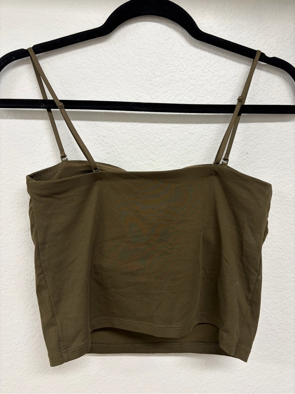 Olive Green Women's Spaghetti Strap Crop Top - Picture 2 of 2